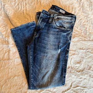 Unisex (men or women) distressed, slim-fit, Mavi jeans.